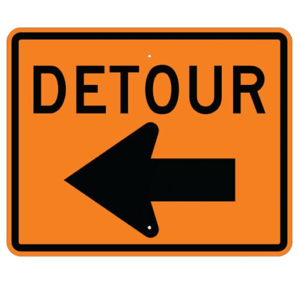 Detour with Left or Right Arrow Sign Thumbnail