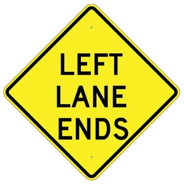 Left Lane Ends Sign Thumbnail