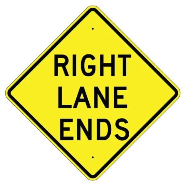 Right Lane Ends Sign Thumbnail