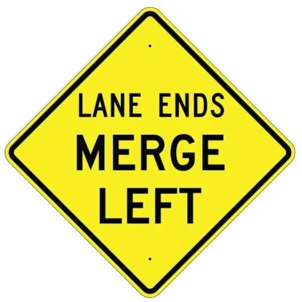 Lane Ends Merge Left Sign Thumbnail