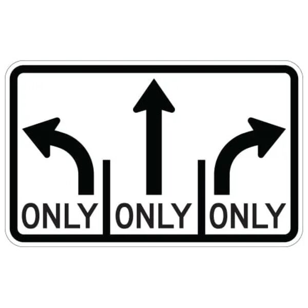 Advance Intersection 3 Lane Control Sign (mandatory middle) Thumbnail