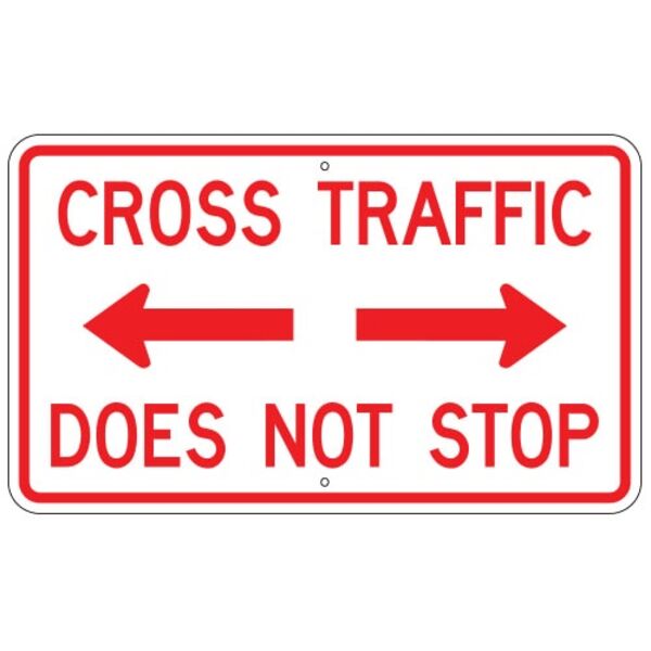 Cross Traffic Does Not Stop Sign, Red Thumbnail