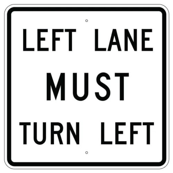 Left Lane Must Turn Left Sign Thumbnail