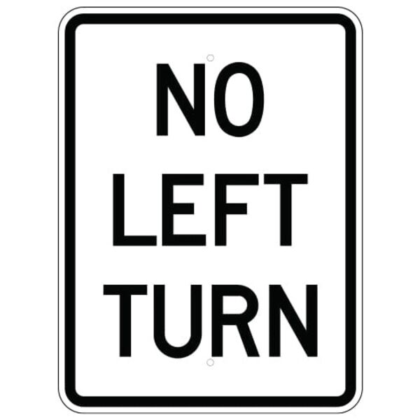 No Left Turn Sign (Vertical) Thumbnail