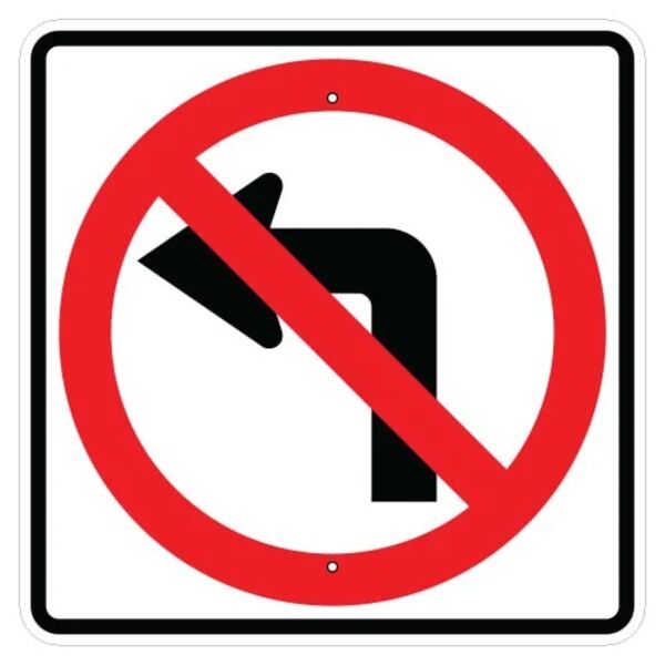 No Left Turn Symbol Sign Thumbnail