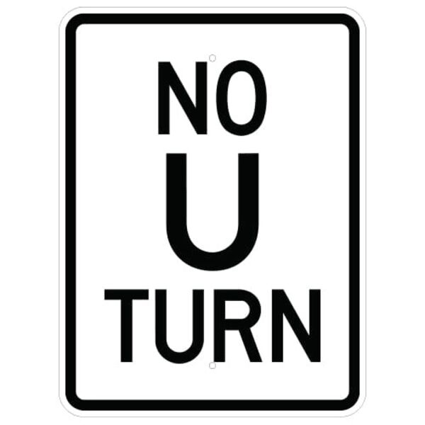 No U Turn Sign (Vertical) Thumbnail