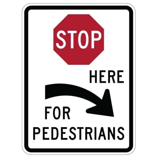Stop Here For Pedestrians Sign, Right Thumbnail
