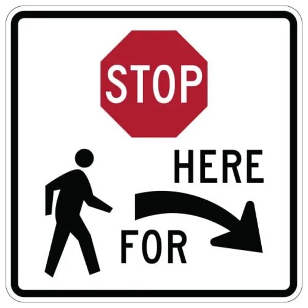 Stop Here for Pedestrians Symbol Sign, Right Thumbnail