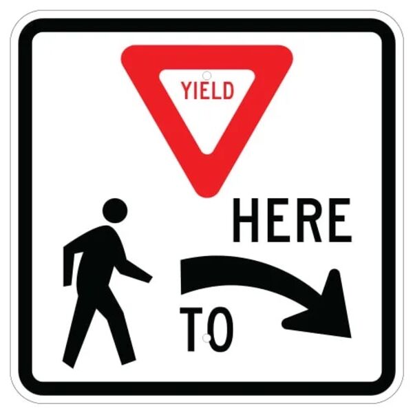 Yield Here For Pedestrians Symbol Sign, Right Thumbnail