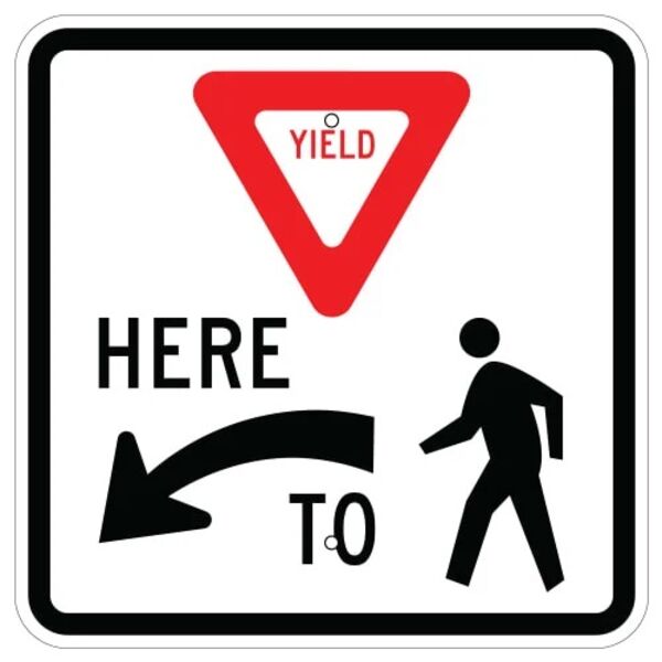 Yield Here To Pedestrians Symbol Sign, Left Thumbnail